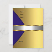 Gold Blue Navy Invitation 50e fête d'anniversaire (Dos)