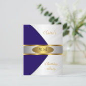 Gold Blue Navy Invitation blanc 50e anniversaire f (Debout devant)