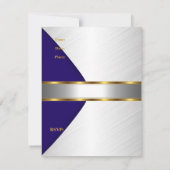 Gold Blue Navy Invitation blanc 50e anniversaire f (Dos)