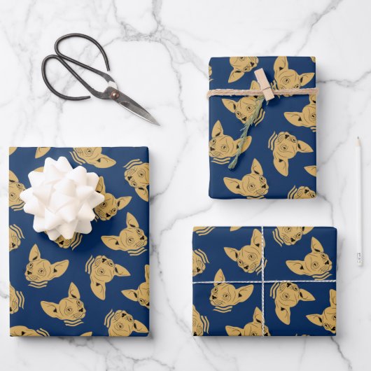 Gold Blue Navy Sphynx Cat Inpakpapier Vel (Voorkant)