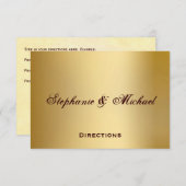 Gold Blue Ocean Wedding Directions Card Informatiekaartje (Voorkant / Achterkant)