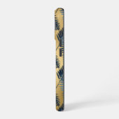 Gold Blue Palm Leaf iPhone 16 Case  Hoesje (Linkerkant)