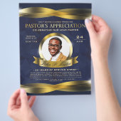 Gold & Blue Pastor's Appreciation Church Service Flyer (Hand)