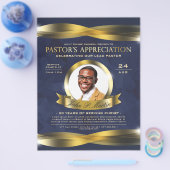 Gold & Blue Pastor's Appreciation Church Service Flyer (Enkel)