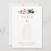 Gold Blue Pink Wedding Table 6 Zitkaartje Kaart (Voorkant)