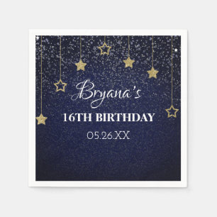 Gold Blue Prom onder sterren Sterrennacht Birthday Servet
