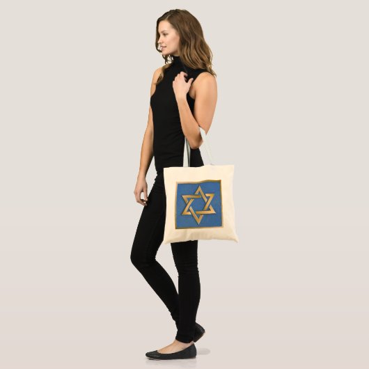 Gold Blue Star van David Art Panel Canvas tas (Voorkant (model))