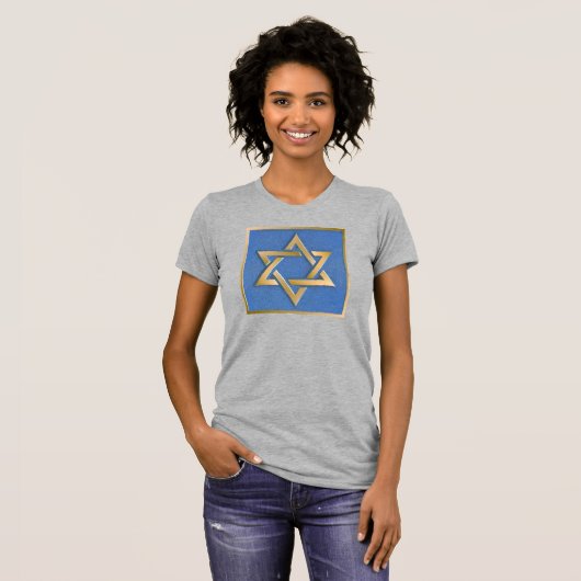 Gold Blue Star van David Art Panel T-Shirt (Voorkant volledig)