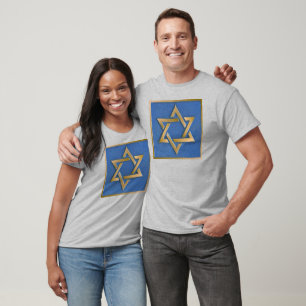 Gold Blue Star van David Art Panel T-Shirt