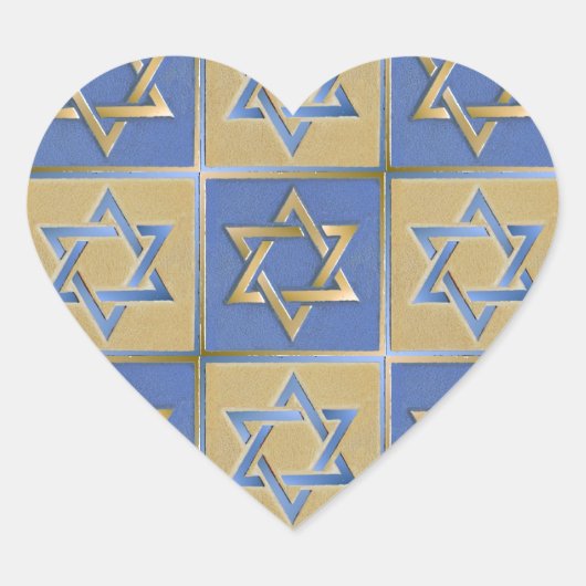 Gold Blue Star van David Art Panels Hart Sticker (Voorkant)