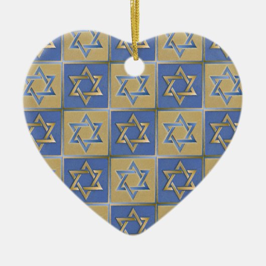 Gold Blue Star van David Art Panels Keramisch Ornament (Voorkant)