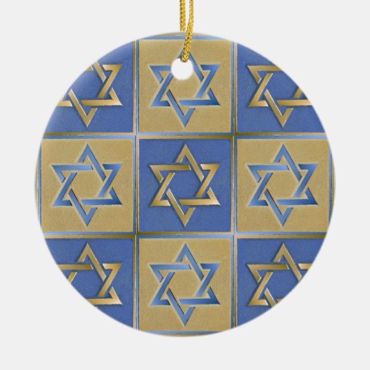 Gold Blue Star van David Art Panels Keramisch Ornament (Voorkant)