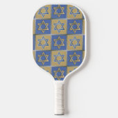 Gold Blue Star van David Art Panels Pickleball Paddle (Voorkant)