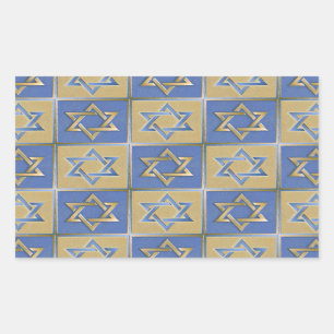 Gold Blue Star van David Art Panels Rechthoekige Sticker