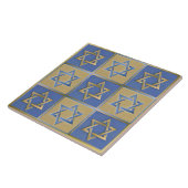 Gold Blue Star van David Art Panels Tegeltje (Zijkant)