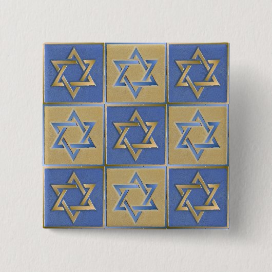 Gold Blue Star van David Art Panels Vierkante Button 5,1 Cm (Voorkant)
