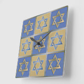 Gold Blue Star van David Art Panels Vierkante Klok (Hoek)