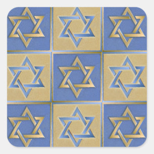 Gold Blue Star van David Art Panels Vierkante Sticker