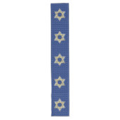 Gold Blue Star van David Lengthwise Navy Blue Extr Lange Tafelloper (Voorkant)