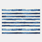 Gold Blue Stripes Christmas Tree Inpakpapier Vel (Voorkant 3)