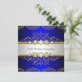 Gold Blue Swirl 50e Mariage Invitation de l'annive (Debout devant)