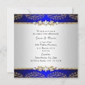 Gold Blue Swirl 50e Mariage Invitation de l'annive (Dos)