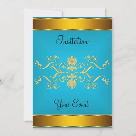 Gold Blueish color Party Invitation (Devant)