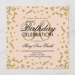 Gold Blush 50th Birthday Elegant Glitter Confetti Kaart