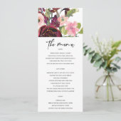 GOLD BLUSH BURGUNDY WATERCOLOR ROSE MENU FLORAL (Debout devant)