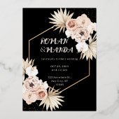 Gold Blush esthétique pampas faire-part de mariage (Recto)