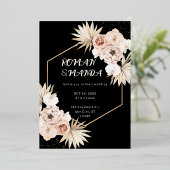 Gold Blush esthétique pampas faire-part de mariage (Debout devant)