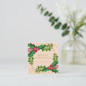 Gold Blush Family Merry kerst Holly Glitter Vierkante Visitekaartje (Staand voorkant)