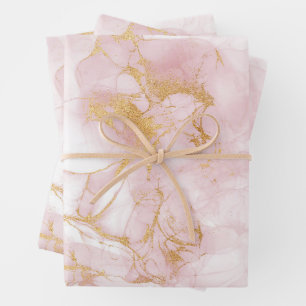Gold Blush Marble Inpakpapier Vel