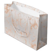 Gold Blush Marble Metallic Gift Gray Silver Peach Large Cadeautasje (Achterkant Gekanteld)