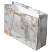 Gold Blush Marble Metallic Gift Grey Silver Roos Large Cadeauzakje (Voorkant Gekanteld)