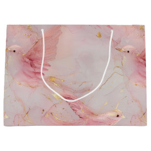 Gold Blush Pink Birds Baby shower Groot Cadeauzakje
