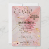 Gold Blush Pink Birds Baby shower Kaart (Voorkant)