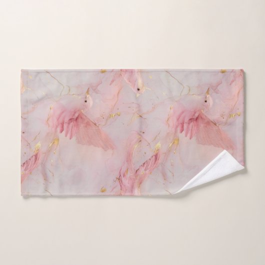 Gold Blush Pink Birds Bad Handdoek (Handdoek)