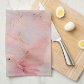 Gold Blush Pink Birds Theedoek (Quarter Fold)