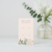 Gold Blush Pink Floral Bunch Earring Display Visitekaartje (Staand voorkant)