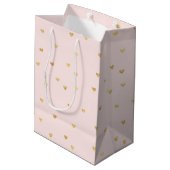 Gold Blush Pink Little Hearts Medium Cadeauzakje (Achterkant Gekanteld)
