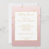Gold Blush Pink Ombre Hearts Baby shower Kaart (Voorkant)