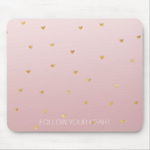 Gold Blush Pink Ombre Hearts Muismat