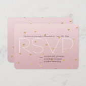 Gold Blush Pink Ombre Hearts RSVP (Voorkant / Achterkant)