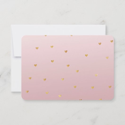Gold Blush Pink Ombre Hearts RSVP (Achterkant)