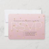 Gold Blush Pink Ombre Hearts RSVP (Voorkant)