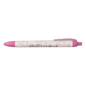 Gold Blush Pink Rose Petals Floral   Zwarte Inkt Pen (Bovenkant)