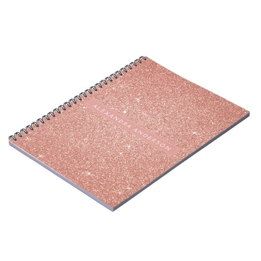 Gold Blush Pink Sparkle Glitter Monogram Notitieboek (Linkerzijde)