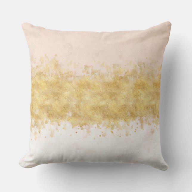 Gold Blush Pink Waterverf Glam Kussen (Voorkant)