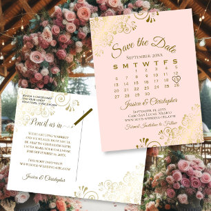 Gold & Blush Pink Weddenschap Bespaar de Datum Age Aankondigingskaart
